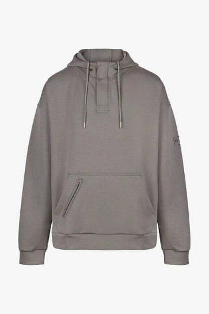 Henley Hoodie in Beige für große Männer – Vorderansicht