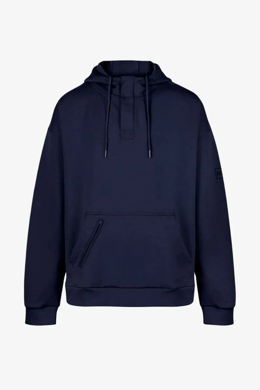 Henley Hoodie in Navyblau für große Männer – Vorderansicht
