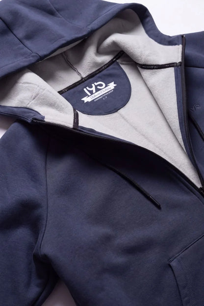 Cloud Jacke Navy Detail – Scuba-Sweat, Nackenlabel und Innenseite