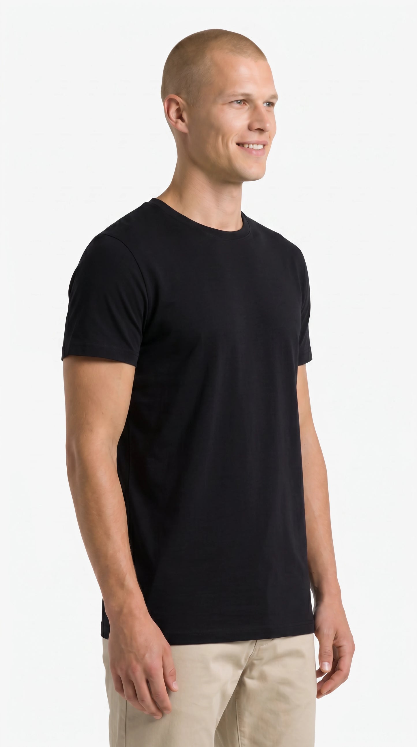 Essential T-Shirt in Schwarz für große Männer – Vorderansicht