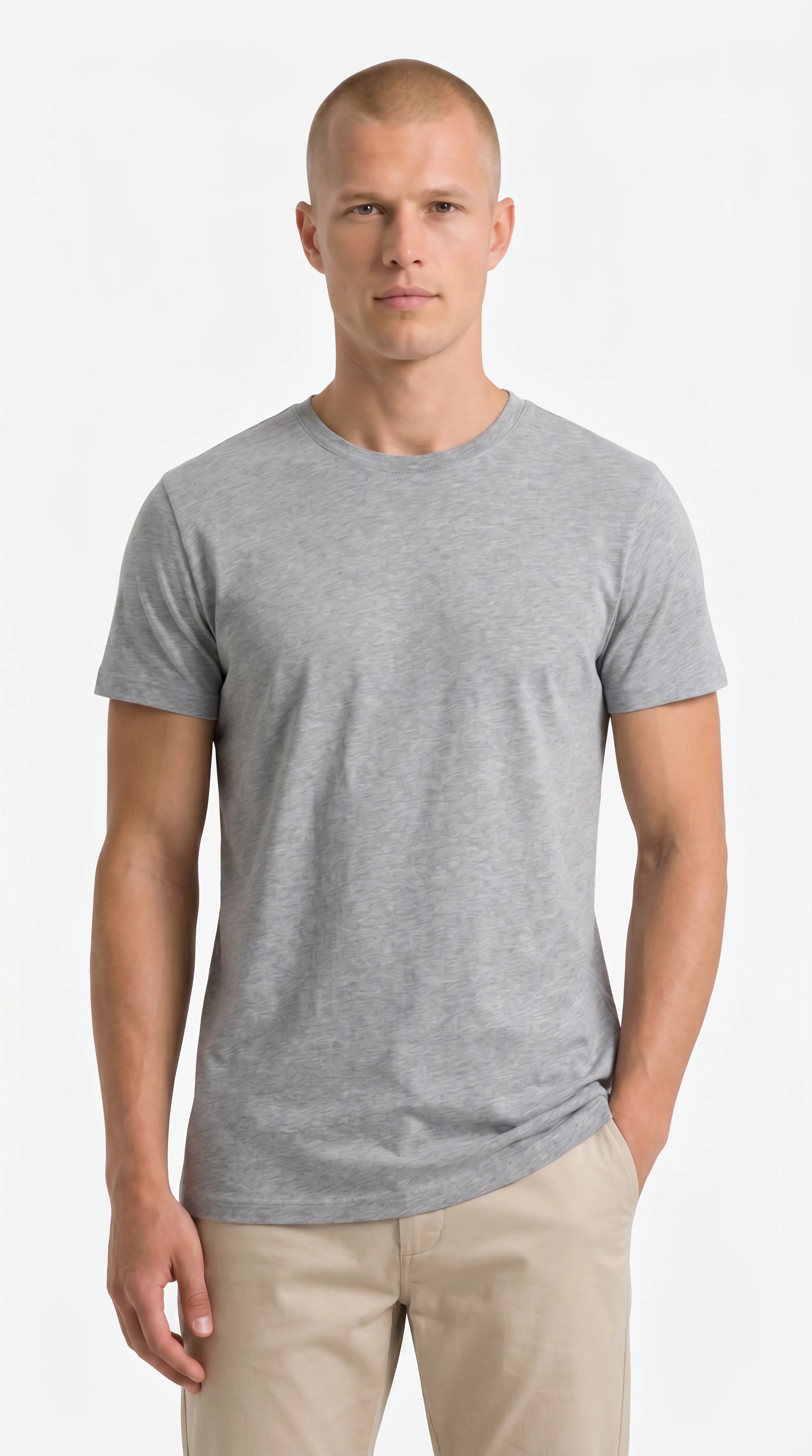 Essential T-Shirt in Grau für große Männer – Vorderansicht