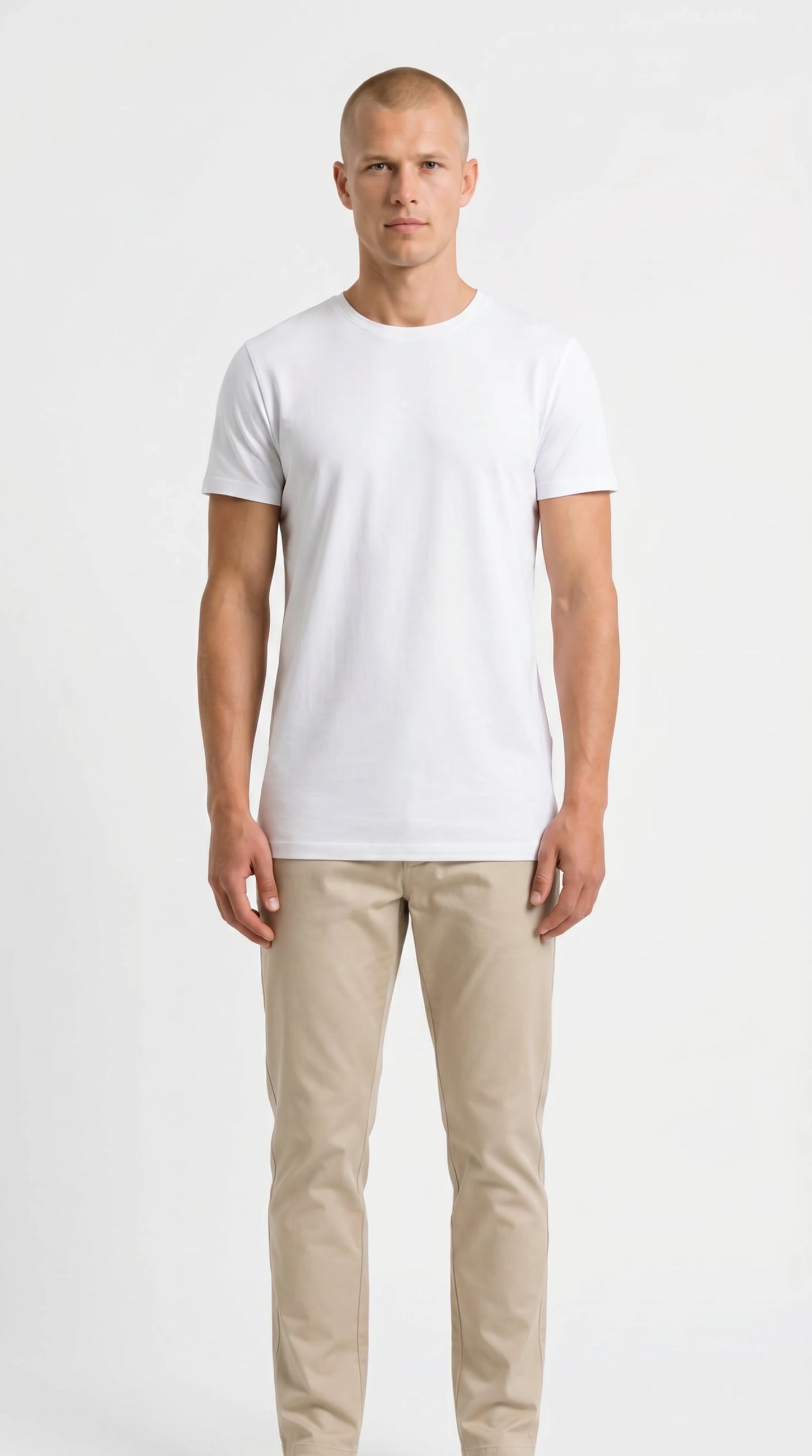 Essential T-Shirt in Weiß für große Männer – Vorderansicht
