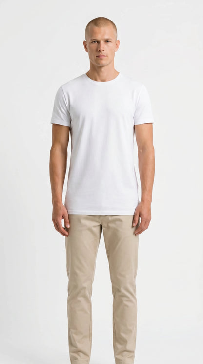 Essential T-Shirt in Weiß für große Männer – Vorderansicht
