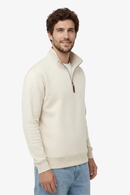lange ärmel half zip Pullover für große Männer in creme weiß