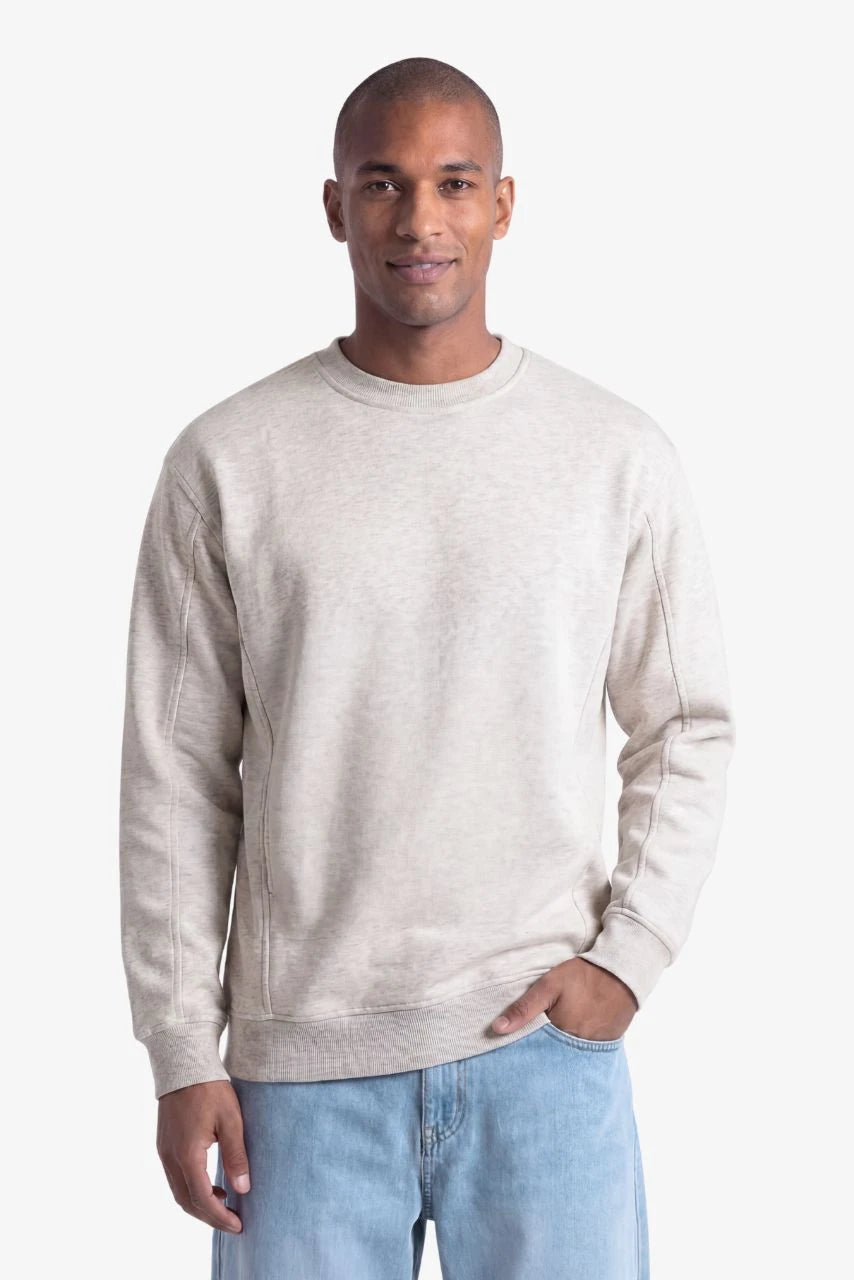 Heavy Sweatshirt in Hellgrau für große Männer – Vorderansicht