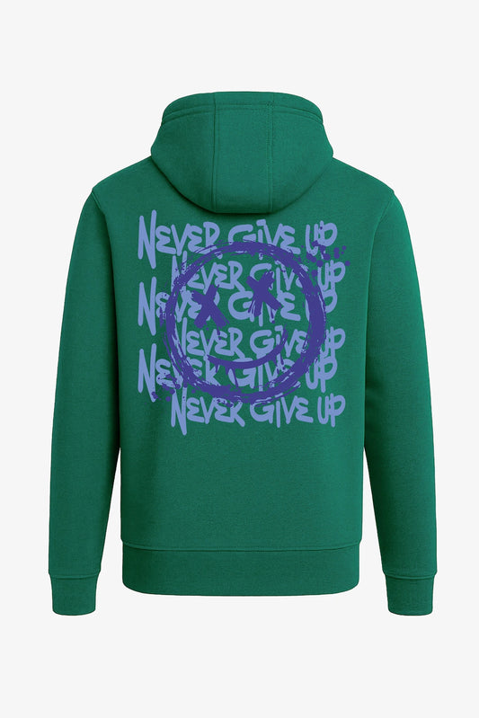 Hoodie mit Tasche – "NEVER GIVE UP"