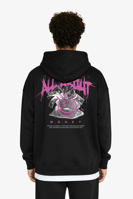 Oversized Hoodie Raw - "ALL ABOUT MONEY"