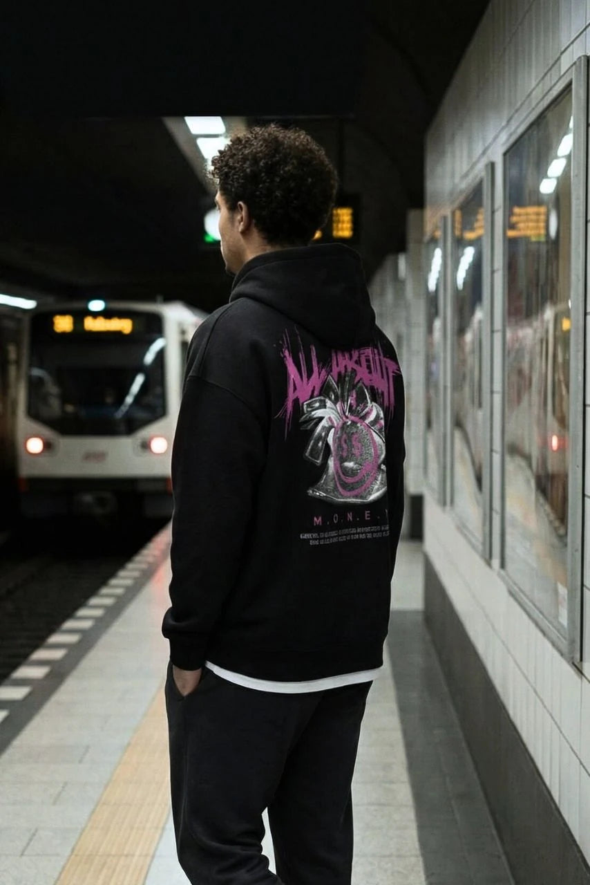Oversized Hoodie Raw - "ALL ABOUT MONEY"