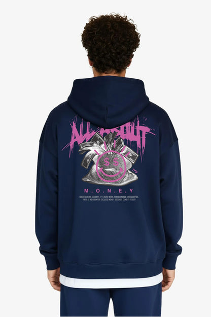 Oversized Hoodie Raw - "ALL ABOUT MONEY"