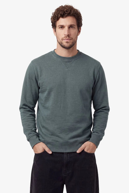 Sweatshirt BOSTON in Grün (Balsam Green) für große Männer – am Model, Vorderansicht