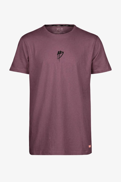 T-Shirt in Bordeauxrot für große Männer – Vorderansicht