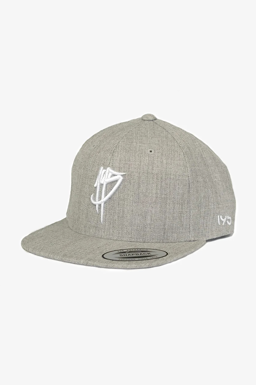 hochwertige graue Snapback Cap mit weißen oneninetyfive stick