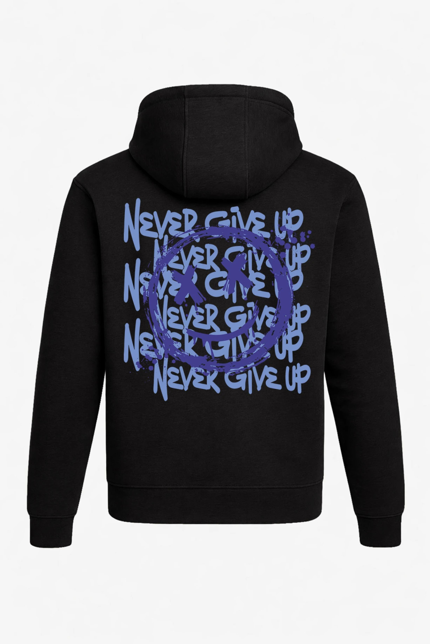 Hoodie mit Tasche – "NEVER GIVE UP"