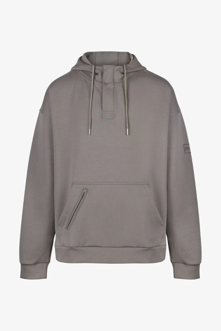 Langer Henley Hoodie in creme für Menschen ab einer Größe von 1,90 Meter