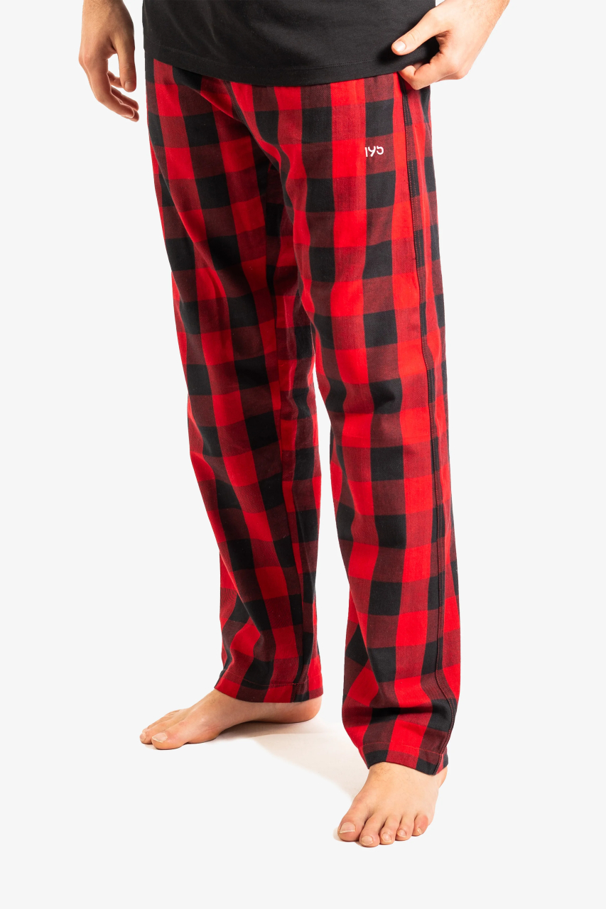 extra lange Pyjamas in schwarz-rot kariert für große Menschen