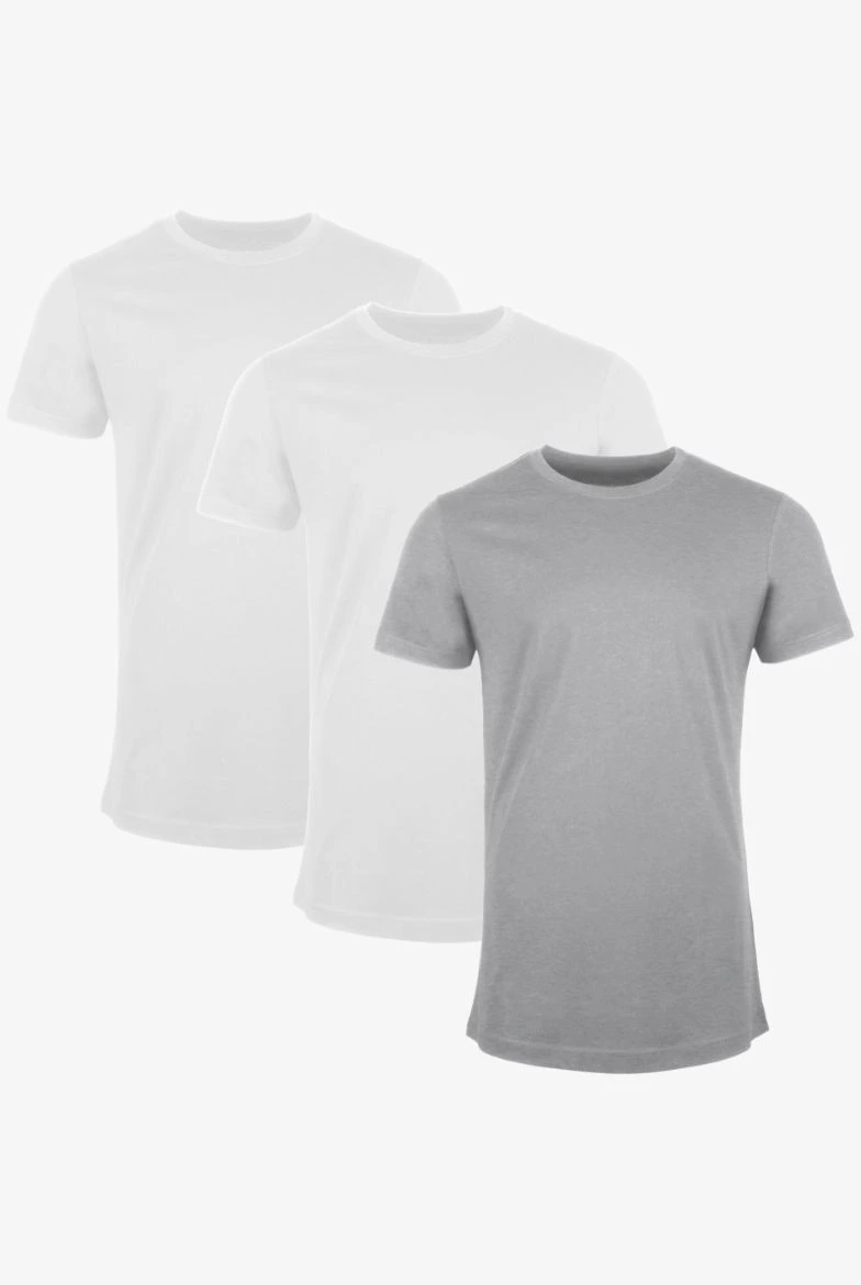 3er Pack T-Shirts in Überlänge für Menschen ab 1.90m in weiss, weiss, grau