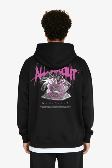 Oversized Hoodie Raw - "ALL ABOUT MONEY"