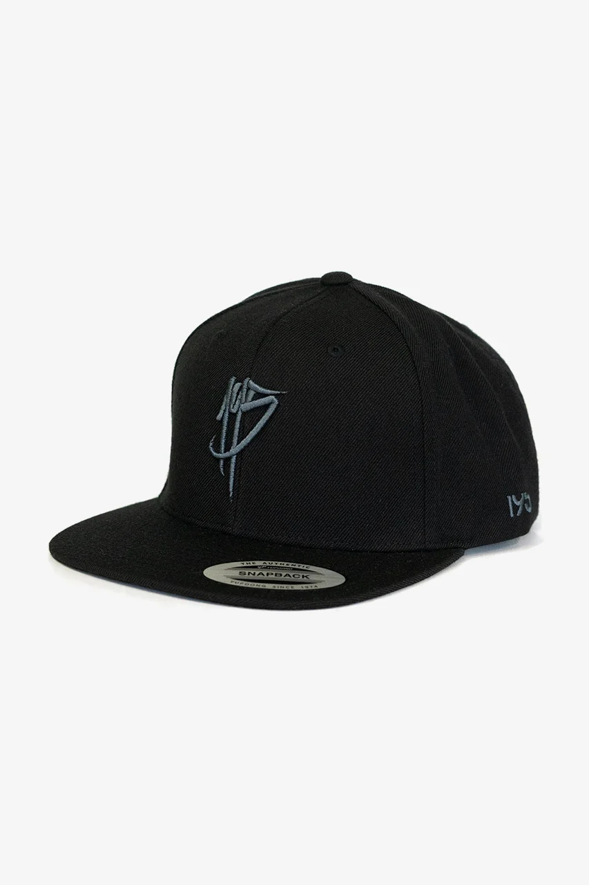 hochwertige schwarze Snapback Cap mit grauen oneninetyfive stick