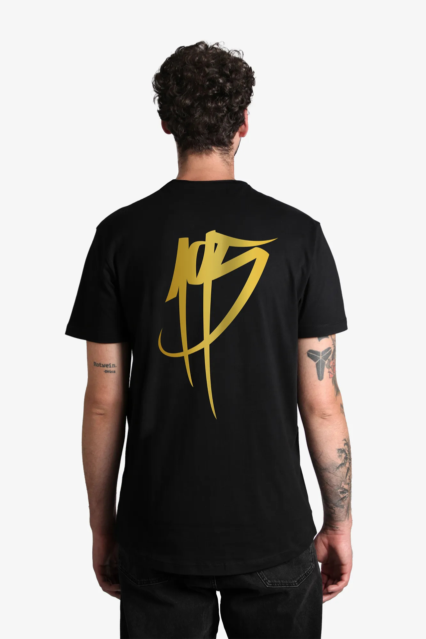 Ueberlanges T-Shirt in schwarz fuer Menschen ab 1,95 Meter